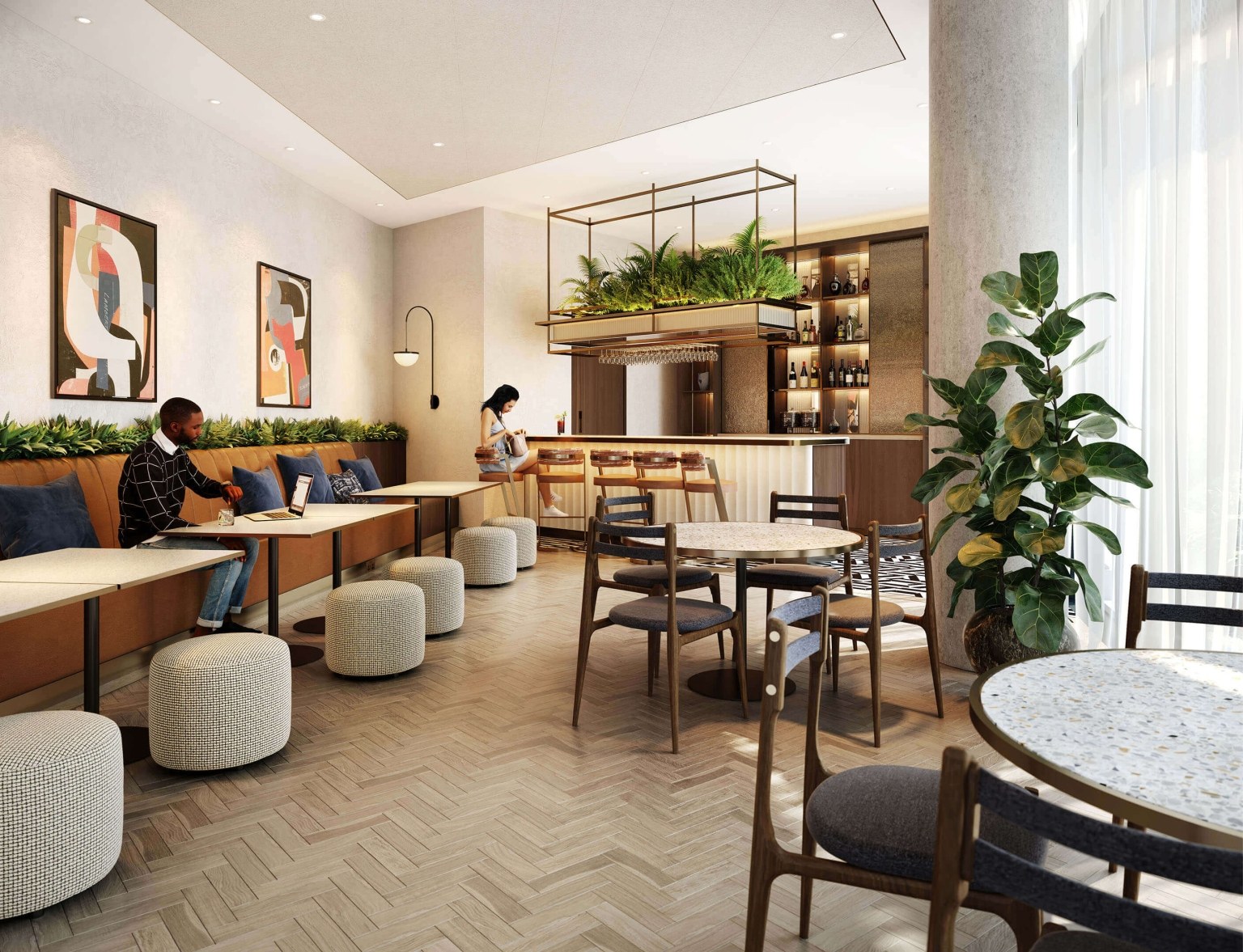 Living room inside an apartment at Regent's View, with canal views