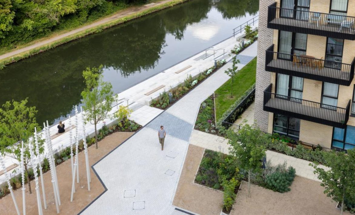 Inside an apartment at Hayes Village, with canal views