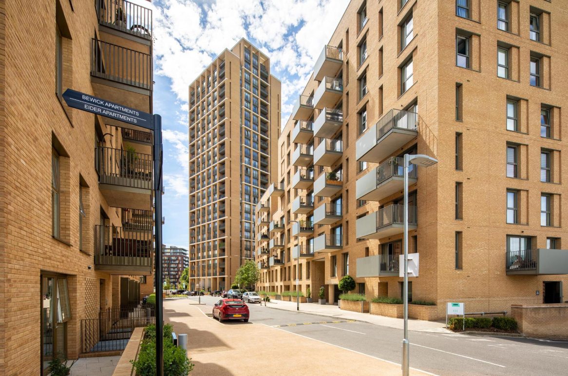 Inside an apartment at Hendon Waterside, with lake views