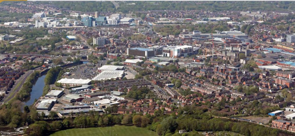 Inside an apartment at Park View, Manchester, with city views