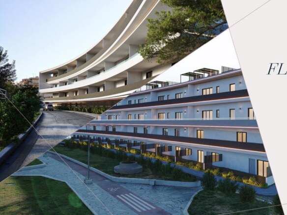 Flevas projesinin peyzajlı yolu ve dış cephesi